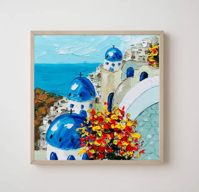 Santorini Painting Greece Original Art Landscape Little Impasto