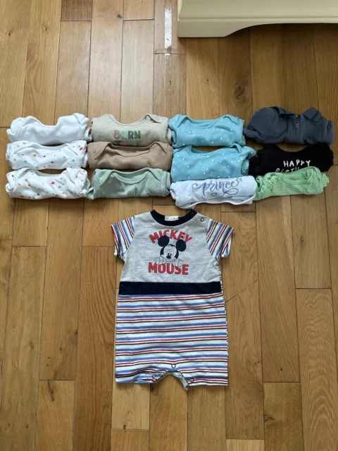 Baby Bundle X13 Vests Bodysuits 0-3 Months Boys Unisex Up To 3 Months