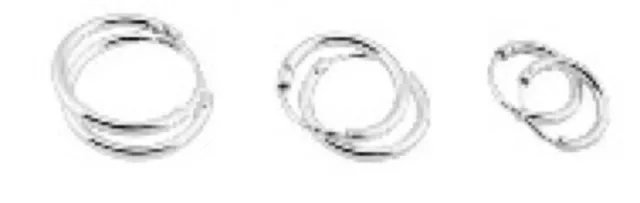 925 Sterling Silver Hoop Sleeper Earrings 3 Pairs 10mm - 12 mm- 14mm |