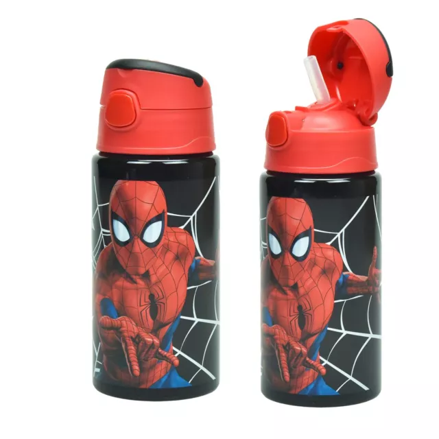 Spiderman Botella de Aluminio 500ml con cannuccia Niños N / Térmico Marvel