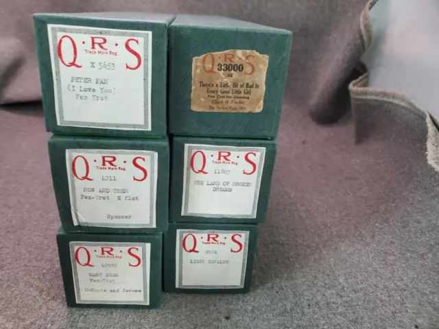 Estate Find LOT of 6 Vintage QRS & US Melodee PLAYER PIANO WordRoll MUSIC ROLLS