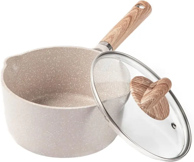 CAROTE Saucepan with Lid 18cm/1.5L, Nonstick Milk Pan for Induction, Gas and El