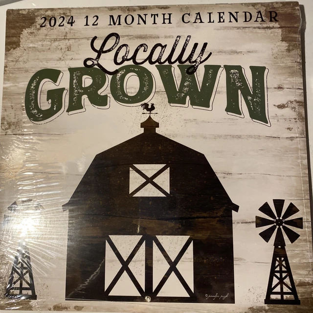 12 MONTH WALL Calendar 2024 Locally Grown Farmhouse Dollar Tree 11" X