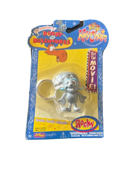Bullwinkle Movie Rocky Key Chain Mint on Card Dated 2000