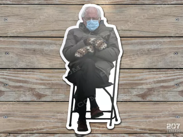 Bernie Inauguration Sticker - Funny Bernie Sanders Wearing Mittens Meme Decal