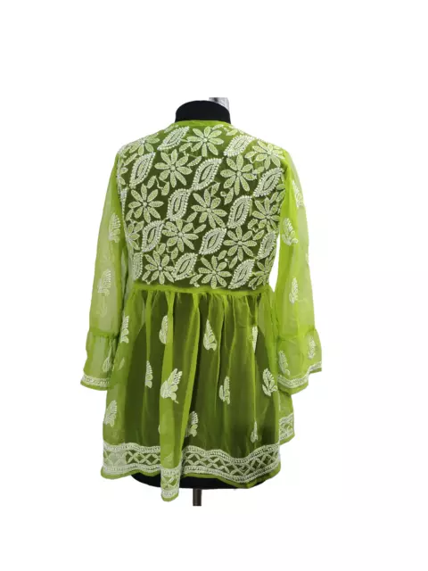 Top indiano Georgette Chikankari Kurti verde donna festa abbigliamento corto Kurta ragazze 2