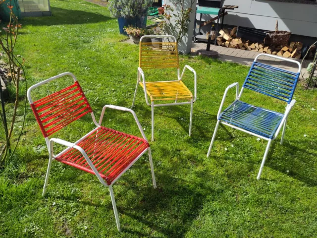 2x SPAGHETTI STÜHLE Gartenstühle Stapelstühle 60er Jahre Vintage Stuhl