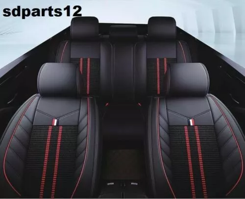 Pour Ford Suzuki Audi Housses Sièges Luxe Jeu Complet Cuir Noir Tissu Rouge