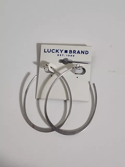 Lucky Brand Silver Tone Hoop Round Cutout Dangle Earrings $25, New