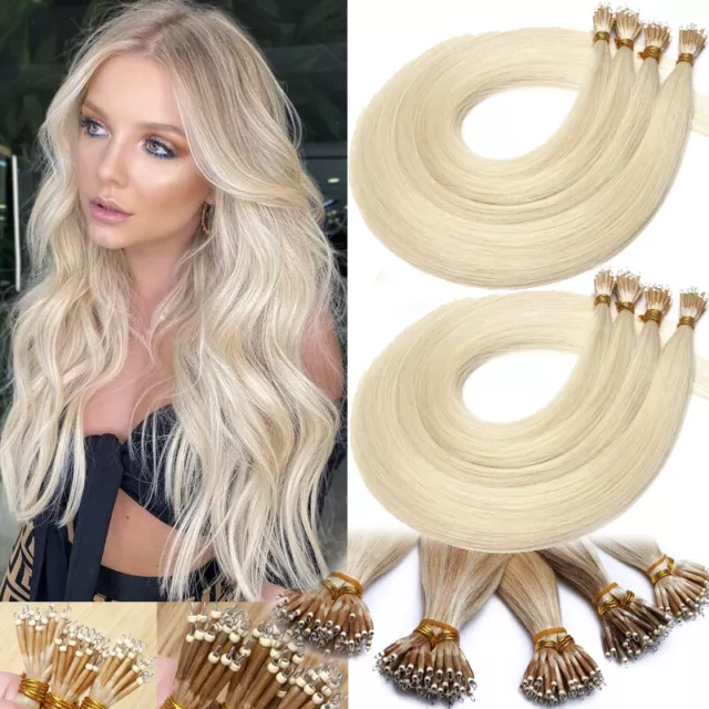 CLEARANCE Nano Ring 100% Human Remy Hair Extensions NANO Loop Beads I Tip  Blonde