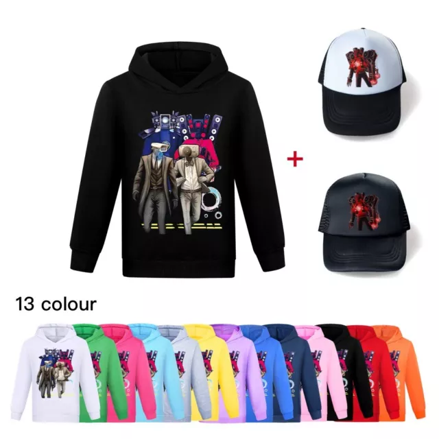 Kids Skibidi Toilet Man Hoodie Pullover Sweatshirt Jumper Cap Top New Gift