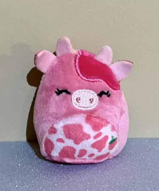 Squishmallow Squishville Calynda Cow Strawberry 🍓 Perfectly Pink Plush 2" NEW