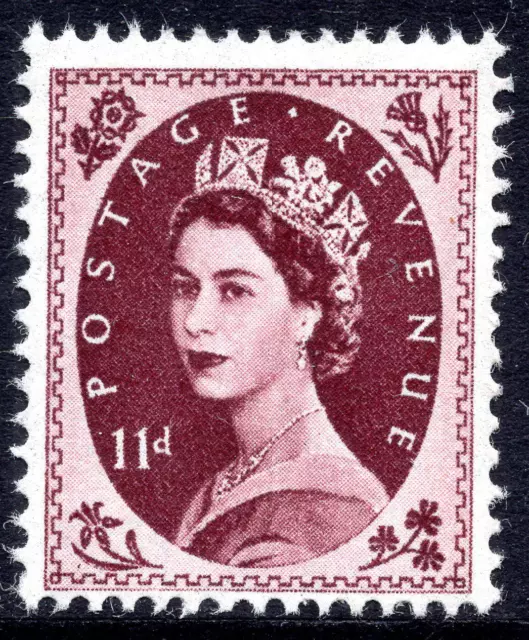 1955-8 11d Brown-Purple Wilding St. Edward Wmk SG553 Spec S135 Unmounted Mint