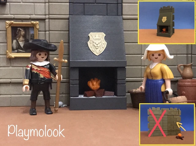 Cheminée Pour Château Médiéval Steck – Pièce Personnalisée Playmobil – Fait Main