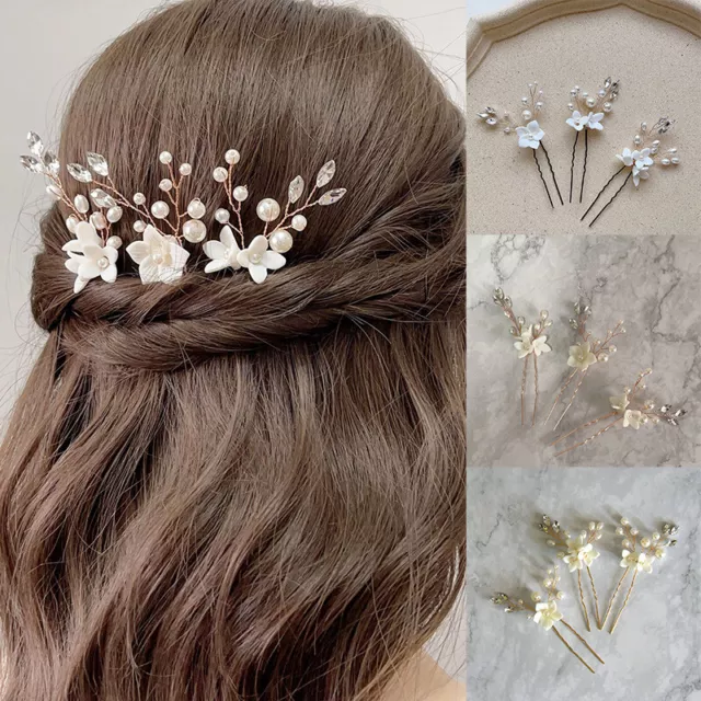 3 pcs Flower Hair Comb Hair Ornament HanFu Accessory U-shaped Headwear Hairpin G