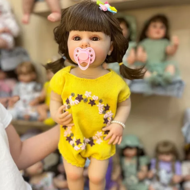 55cm Bebe Reborn Toddler Girl Doll Full Silicone Vinyl Body Anatomically Correct