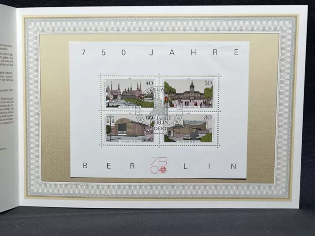 Briefmarke 750 Jahre Berlin 1/1987 Sonderpostwertzeichen Block Ersttagsblatt 2
