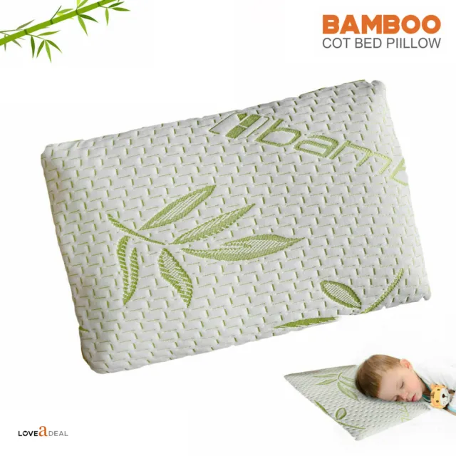 Baby Cot Pillow Kids Bamboo Memory Foam Soft Comfy Toddler 40 cm x 25 cm