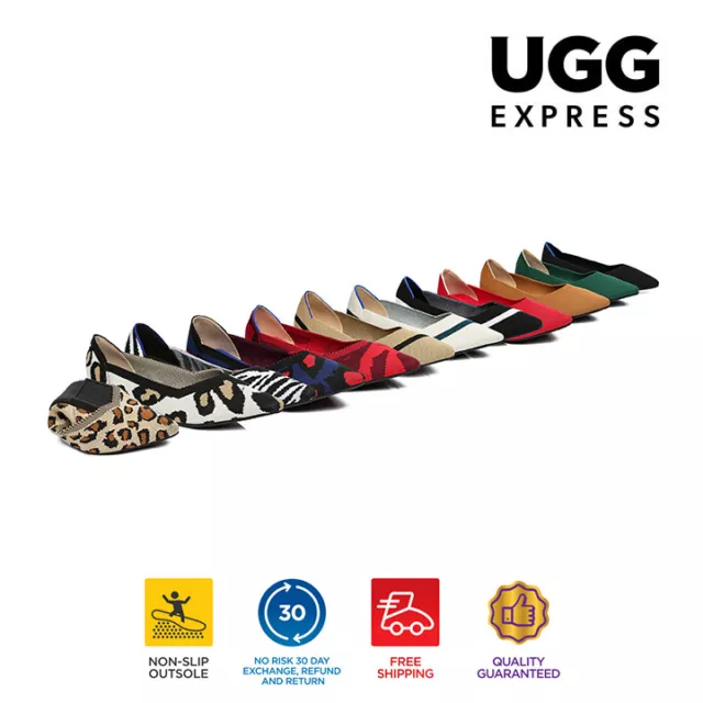 【EXTRA 15% OFF】UGG Women Flats Knitted Pointed Toe Ballet Flats Nonslip Tania