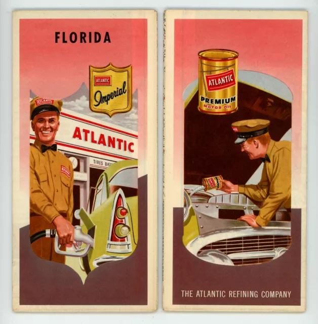 Vintage 1958 Florida Road Map – Atlantic Refining Co.