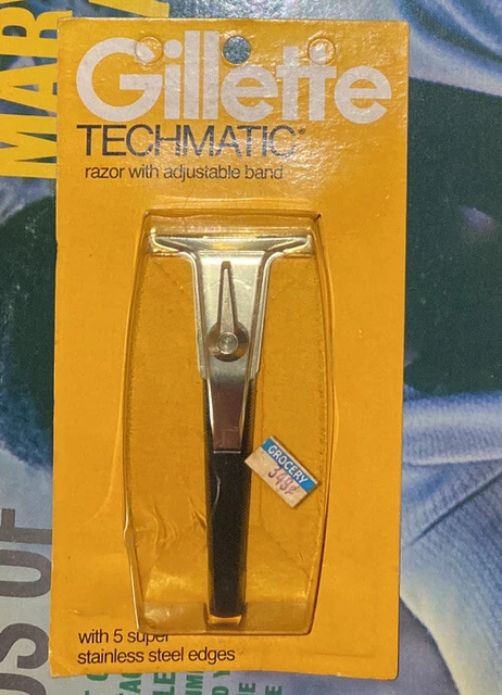 Gillette Techmatic Razor With Adjustable Band Sealed New IN BOX Stainless Steel