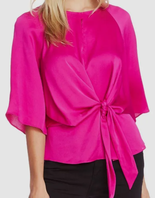 $79 Vince Camuto Women's Pink Tie-Front Keyhole blouse Top Size S