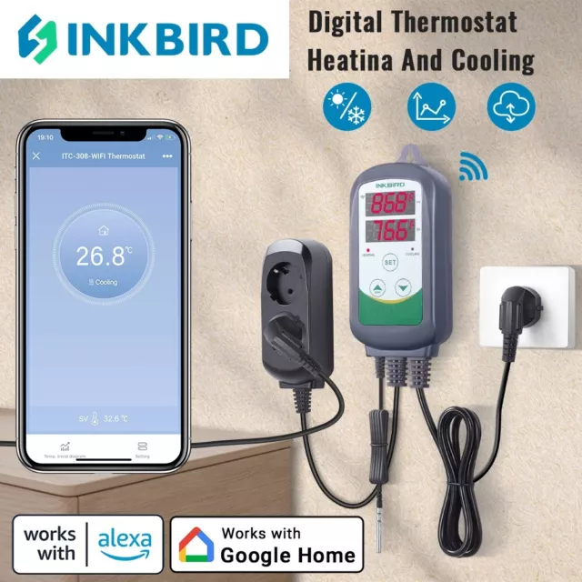 Inkbird ITC308 WIFI Digital Temperaturregler AuslassThermostat Fernbedienung APP