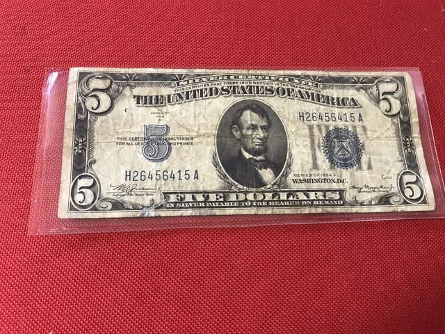1934 A Blue Seal $5 Five Dollar Silver Certificate .....Lot #27