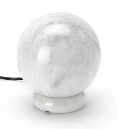 HAND CARVED WHITE ONYX MARBLE TABLE SHELF GLOBE LAMP 6" Home Dimmer Light +SALE+