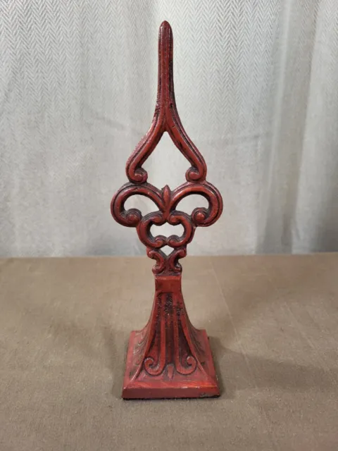 Vintage Metal Finial With Distressed Wrought Iron Finish 9" Tall