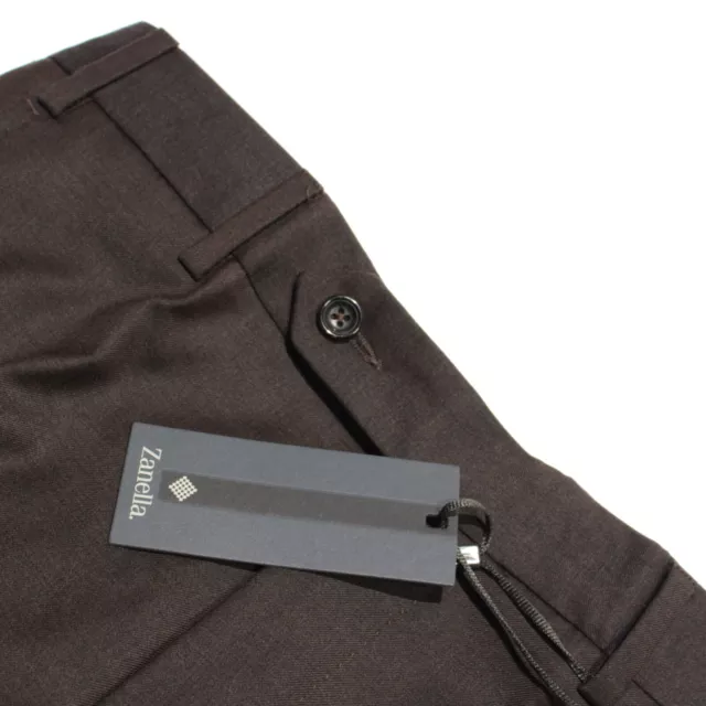 Zanella Platinum NWT Dress Pants Size 30 US Parker In Solid Brown 100% Wool