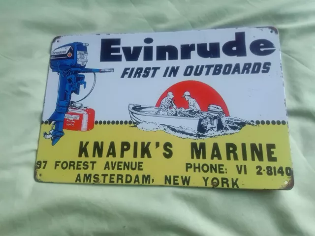 vintage repro Evinrude first in outboards knapiks marine metal sign very collect