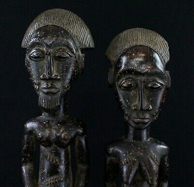 Art Africain Arts Premiers - Couple Baoule - Côte d'Ivoire - 48 & 46,5 Cms ++++