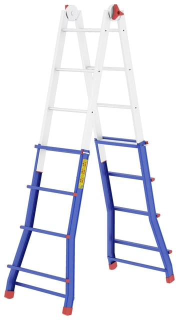 Colombo Scala PRATIC 4+4 In Acciaio Altezza Massima 3,7 M Gradini Zigrinati