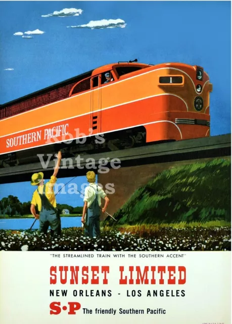 Southern Pacific Railroad Sunset Limited  AD Poster SP Portland  Train 13x19