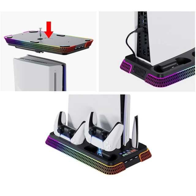 FOR PS5 PRO Vertical Stand with Integrated Cooling Fan and Controller ...