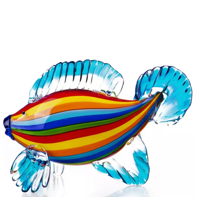 Farbenprächtiger großer Glasfisch Fisch Figur Skulptur Murano H.16 cm  1275  #