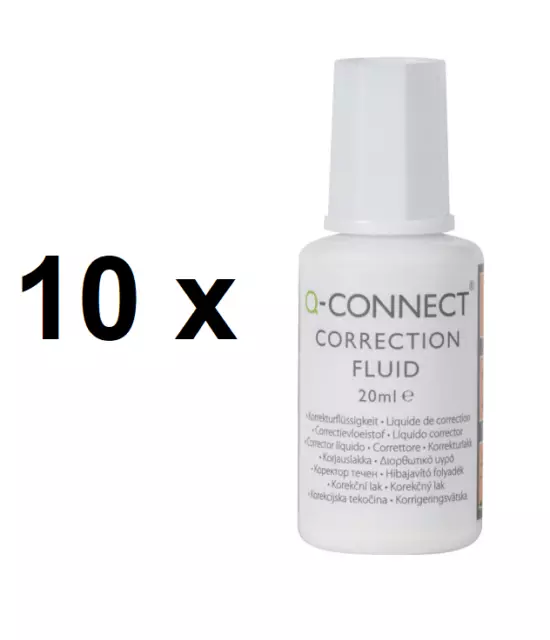 10 x Korrekturfluid Korrekturflüssigkeit Flasche mit 20ml, weiß mit Pinsel