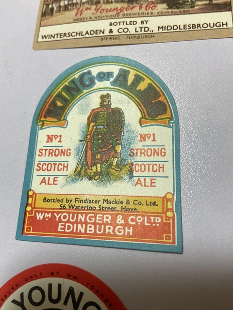 12 Old William Younger Edinburgh Brewery Beer Labels Inc Mixed Bottlers Lot 5 6