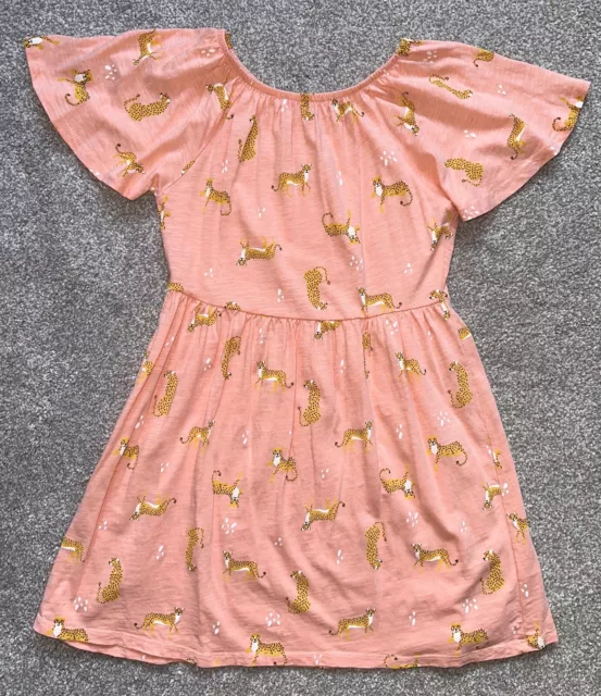 Girls Pink MATALAN Summer DRESS With Leopards - Age 9-10 Years