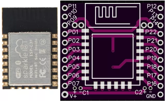ESP32-C3F 4 MB | BLE | WiFi | modulo con/con scheda breakout PCB tutti gli IO