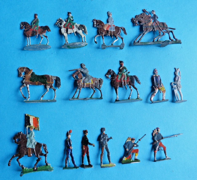 32 Soldats Français Plats étain - Guerre 1914-18 - Heinrichsen échelle 1:60 (30mm) Peint Atelier