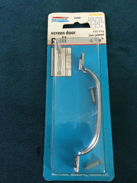 Screen Door Pull V200 4-3/4" Zinc Plated NATIONAL MFG. CO Vintage 1991 USA Made