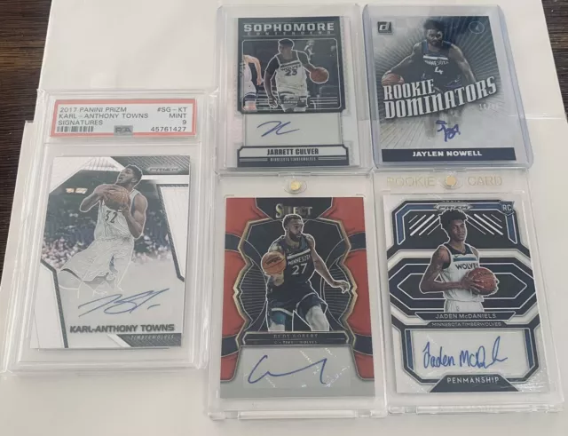 Minnesota Timberwolves NBA Auto Lot, Rookie Cards, Autos, Numbered PSA KAT