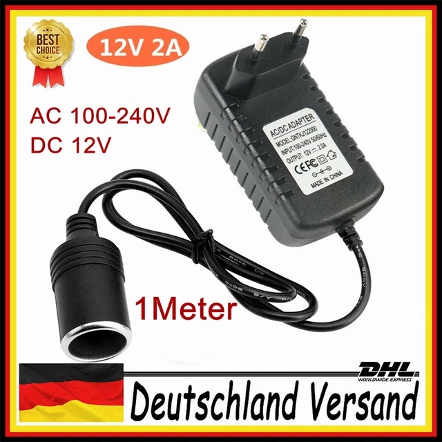 KFZ Auto Spannung Wandler Steckdose Ladegerät Adapter Von AC 230V Auf DC 12V 2A