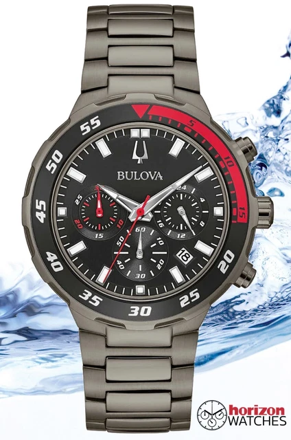 Bulova 98A206 Orologio Uomo Cronografo Quarz | Cassa In Acciaio 44mm Quadrante Grigio E Indici Oro | CURV