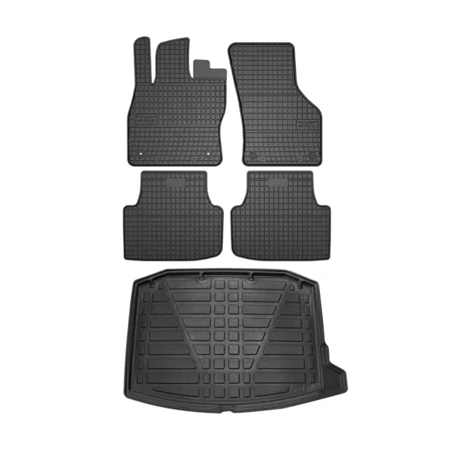 Fußmatten & Kofferraumwanne Set für Seat Leon 2020-2024 Gummi TPE Schwarz 5x