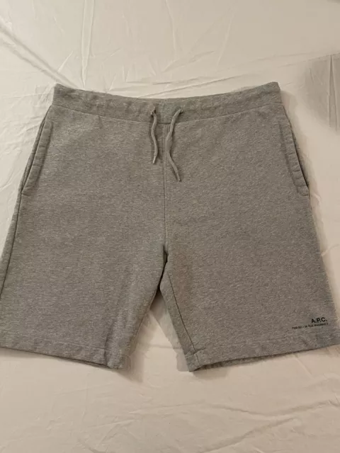 APC Logo Print Fleece Back Cotton Jersey Drawstring Sweat Shorts Size Large