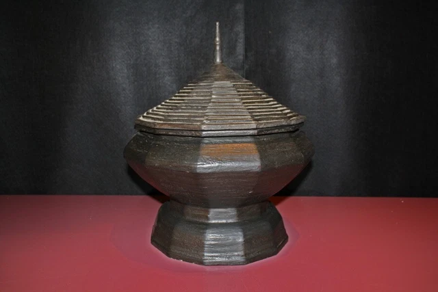 C0022  Vintage Indonesian Spun Bamboo Bowl Container Hand Crafted