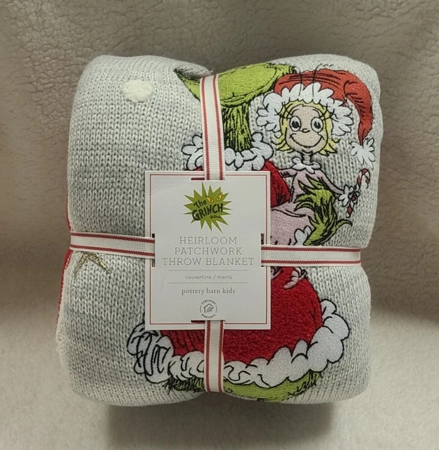 POTTERY BARN KIDS Dr. Seuss The Grinch Heirloom Patchwork Knit Throw